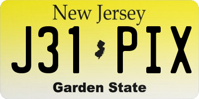 NJ license plate J31PIX