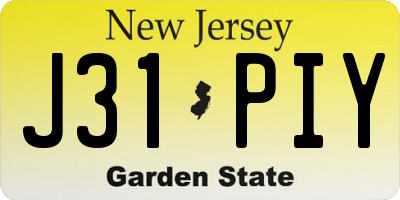 NJ license plate J31PIY