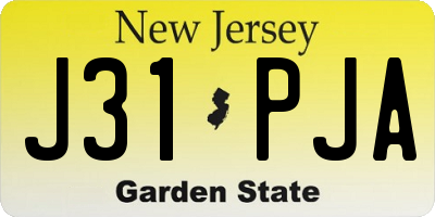 NJ license plate J31PJA