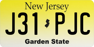 NJ license plate J31PJC