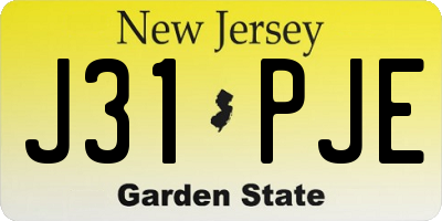 NJ license plate J31PJE