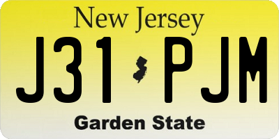 NJ license plate J31PJM