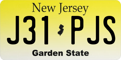 NJ license plate J31PJS