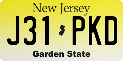NJ license plate J31PKD