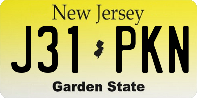 NJ license plate J31PKN