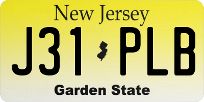 NJ license plate J31PLB