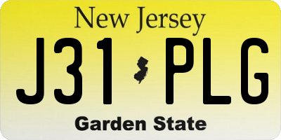 NJ license plate J31PLG