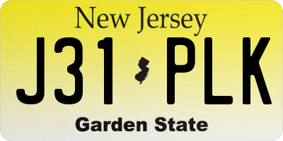 NJ license plate J31PLK