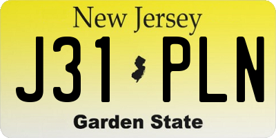 NJ license plate J31PLN