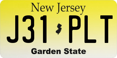 NJ license plate J31PLT