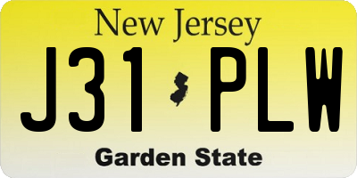 NJ license plate J31PLW