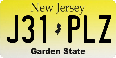 NJ license plate J31PLZ