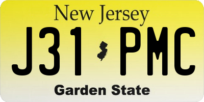 NJ license plate J31PMC