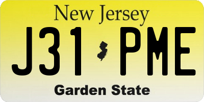NJ license plate J31PME