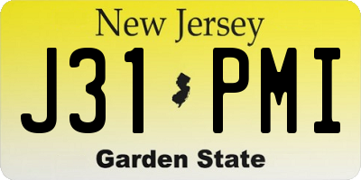 NJ license plate J31PMI