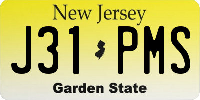 NJ license plate J31PMS