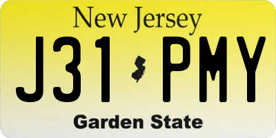 NJ license plate J31PMY