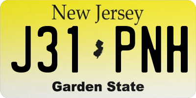 NJ license plate J31PNH