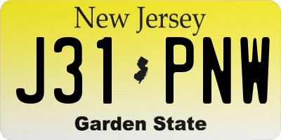 NJ license plate J31PNW