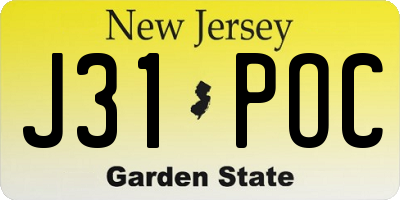 NJ license plate J31POC