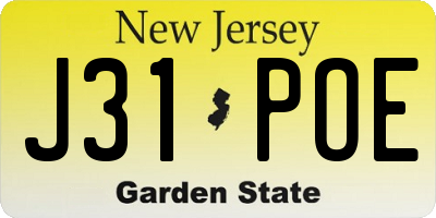 NJ license plate J31POE