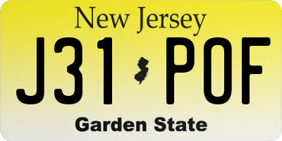 NJ license plate J31POF