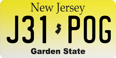 NJ license plate J31POG