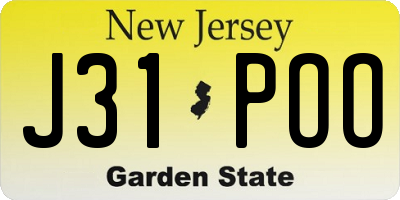 NJ license plate J31POO