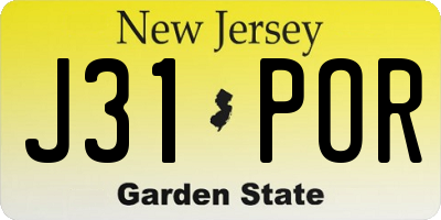 NJ license plate J31POR