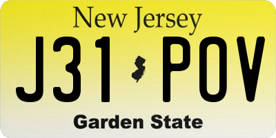 NJ license plate J31POV