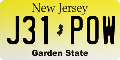 NJ license plate J31POW