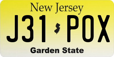 NJ license plate J31POX