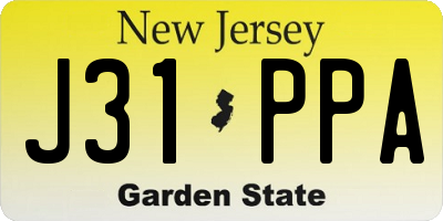 NJ license plate J31PPA