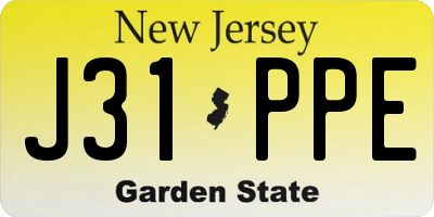 NJ license plate J31PPE