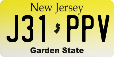 NJ license plate J31PPV