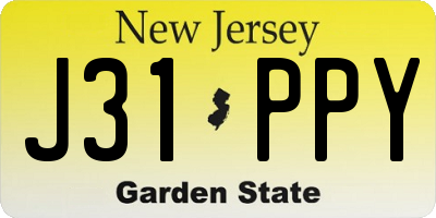 NJ license plate J31PPY