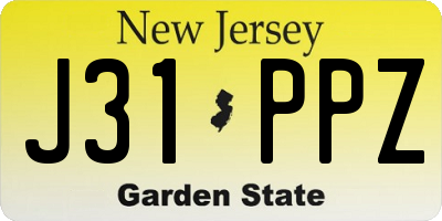 NJ license plate J31PPZ