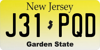 NJ license plate J31PQD