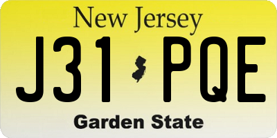 NJ license plate J31PQE