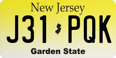 NJ license plate J31PQK