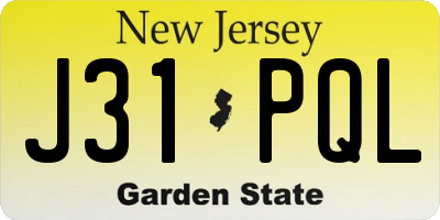 NJ license plate J31PQL