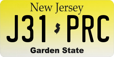 NJ license plate J31PRC