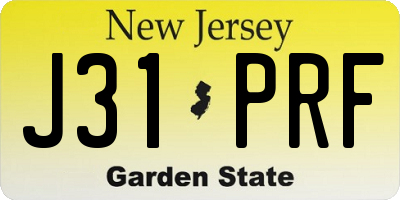 NJ license plate J31PRF