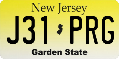 NJ license plate J31PRG