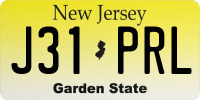 NJ license plate J31PRL