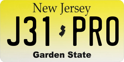 NJ license plate J31PRO