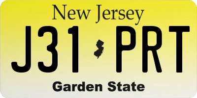 NJ license plate J31PRT