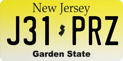 NJ license plate J31PRZ