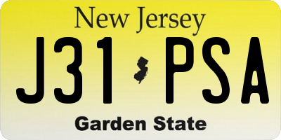 NJ license plate J31PSA