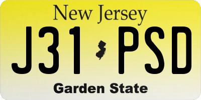 NJ license plate J31PSD